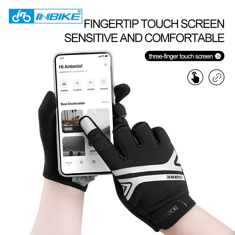 قفازات NBIKE لجميع الأصابع تعمل باللمس، حماية سميكة، ممتصة للعرق، قابلة للتنفس، غير قابلة للانزلاق، ملحقات الدراجة على الطرق الجبلية