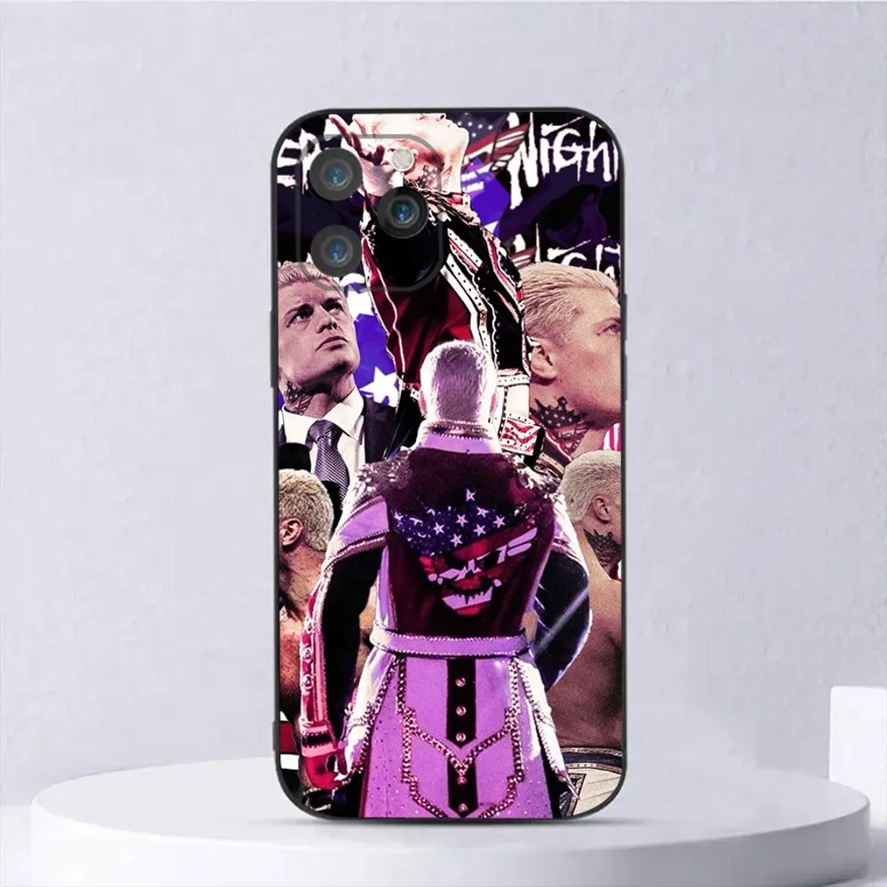 Wrestler Cody Rhodes Phone Case For iPhone 15,14,13,12,11,Plus,Pro Max,XS,X,XR,SE,Mini,8,7 Soft Silicone Black Cover