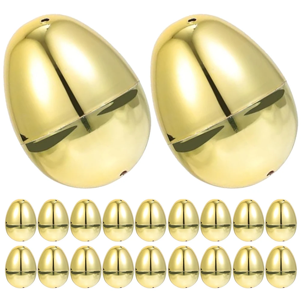 

20pcs Easter Decor Plastic Golden Fillable Eggs Refillable Candy Gift Boxes For Party Favors Supplies Decoration Hunt Event Home