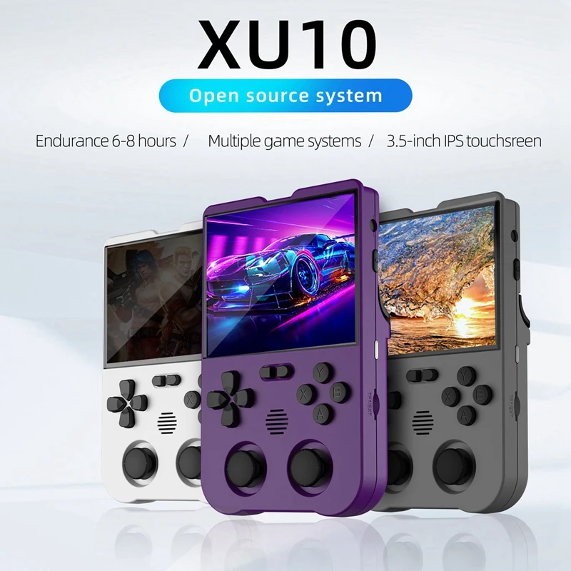 XU10 Game Console 3.5 Inch IPS Screen 128G Arcade Retro Dual Joystick 3D Game Player RK3326S 64Bit 3000Mah