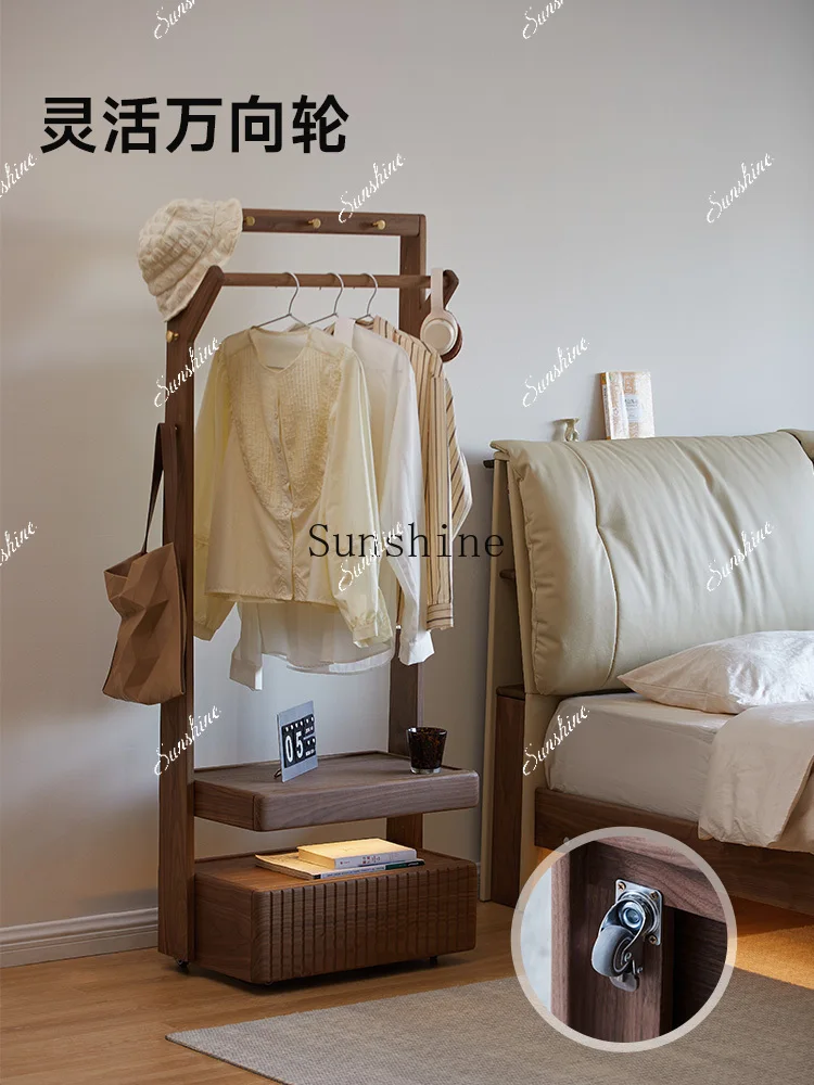 Solid wood removable floor hanger black walnut bedroom storage rack  FT