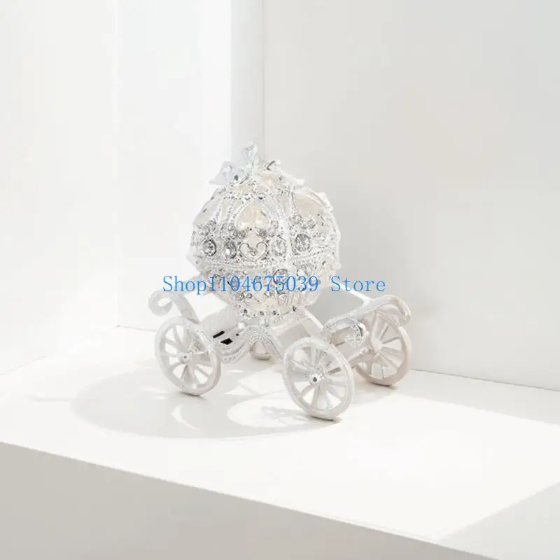 

5asd Vibrant Handpainted Alloy Jewelry Storage Trinket Box Elegant Pumpkin Carriages Ornament For Home Centerpiece And Travel