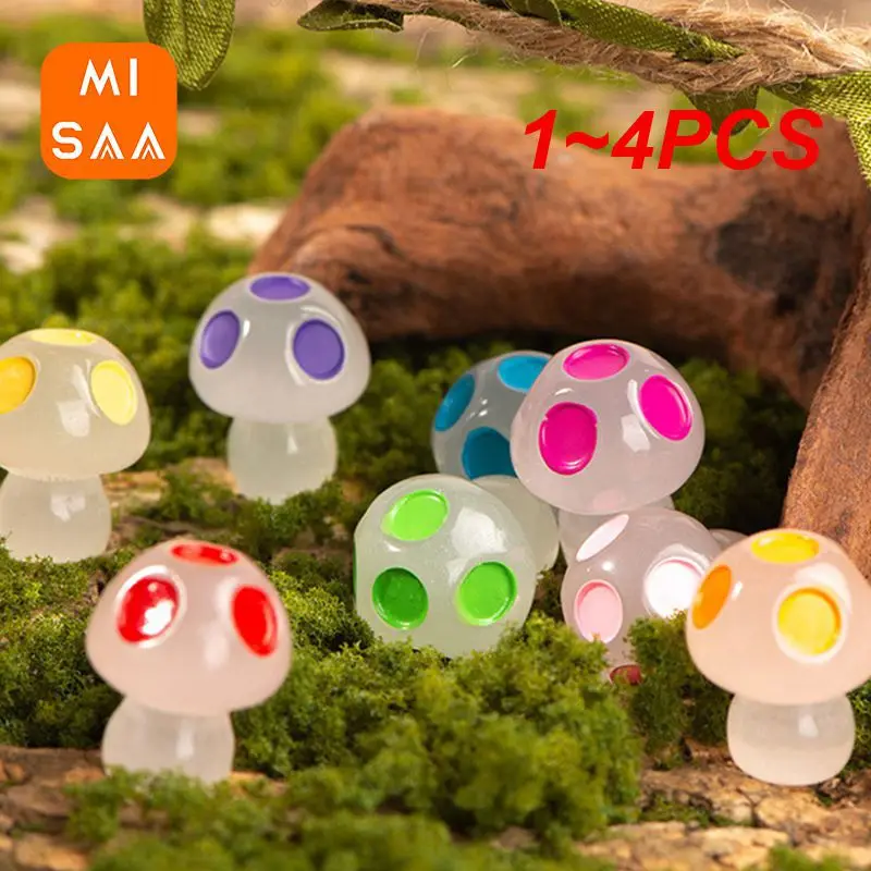 1~4PCS Mini Glow Mushroom Decoration Fairy Garden Glow Effect Delicate Trend Charming Fashion Mini Mushroom Ornaments