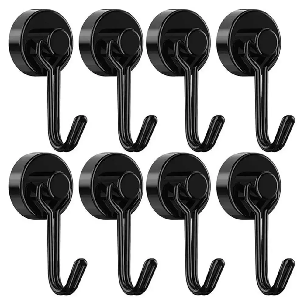 Heavy Duty Magnetic Hooks Strong Neodymium Magnet Hook Black Silver Swivel Hook Kitchen Refrigerator Hanging Tools