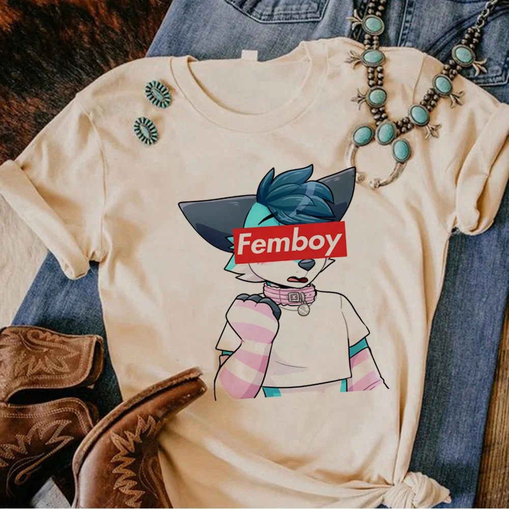 Femboy top women comic Y2K harajuku t-shirts female designer graphic streetwear clothing