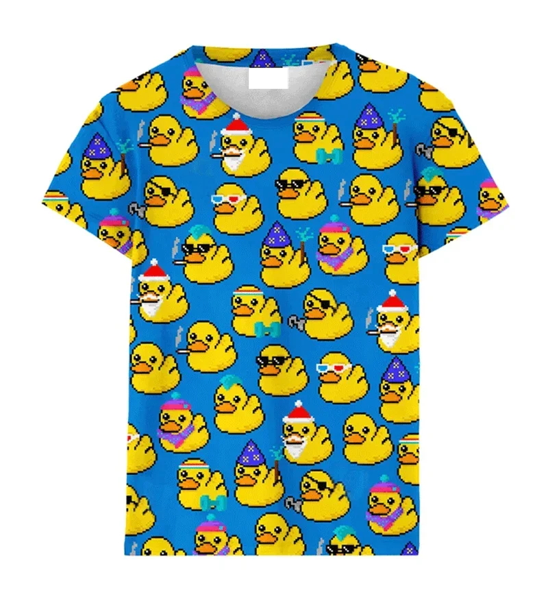 

Y2k Fashion 3D Cute Yellow Duck Print T Shirt Rubber Graphic Tee Shirts Kid Funny Streetwear Tops Unisex Short Sleeves T-shirts