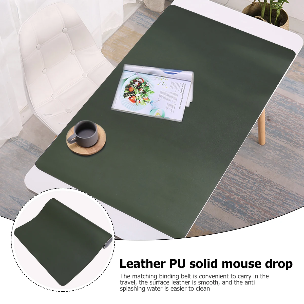 

PU Double-sided Mouse Pad Creative Mouse Mat Large Gaming Mouse Pad Laptop Mouse Mat for Home Office (Dark Green, Grey)