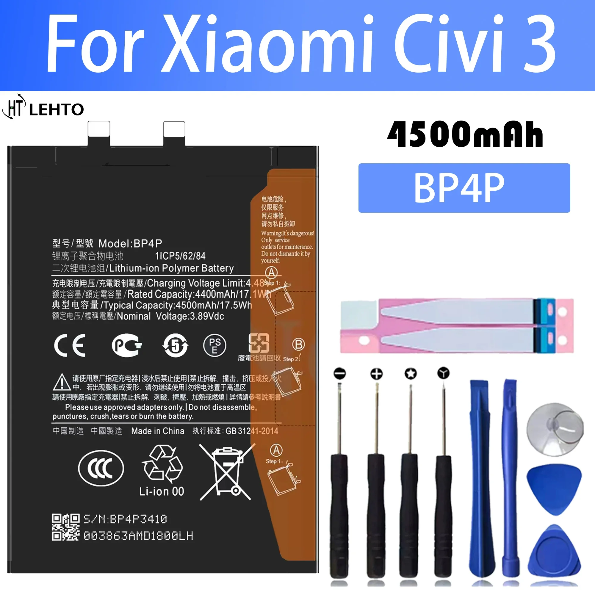 100% New Original Battery BP4P  For XIAOMI Civi 3 Battery + Free Tools