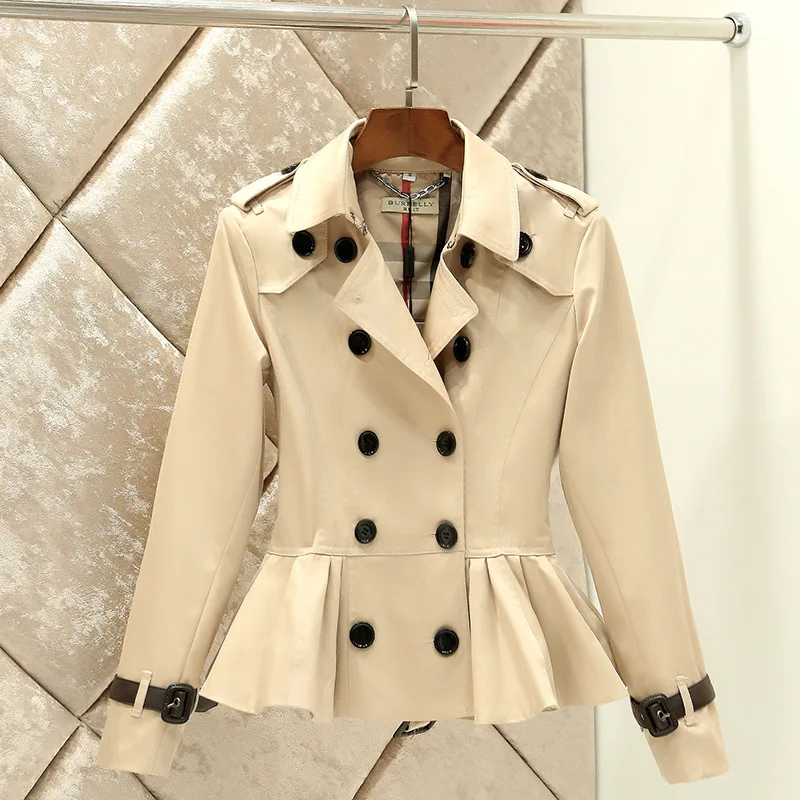 Giacca a vento donna corta 2024 primavera e autunno cappotto da donna classico britannico Slim Fit doppio petto cappotto da donna tendenza moda