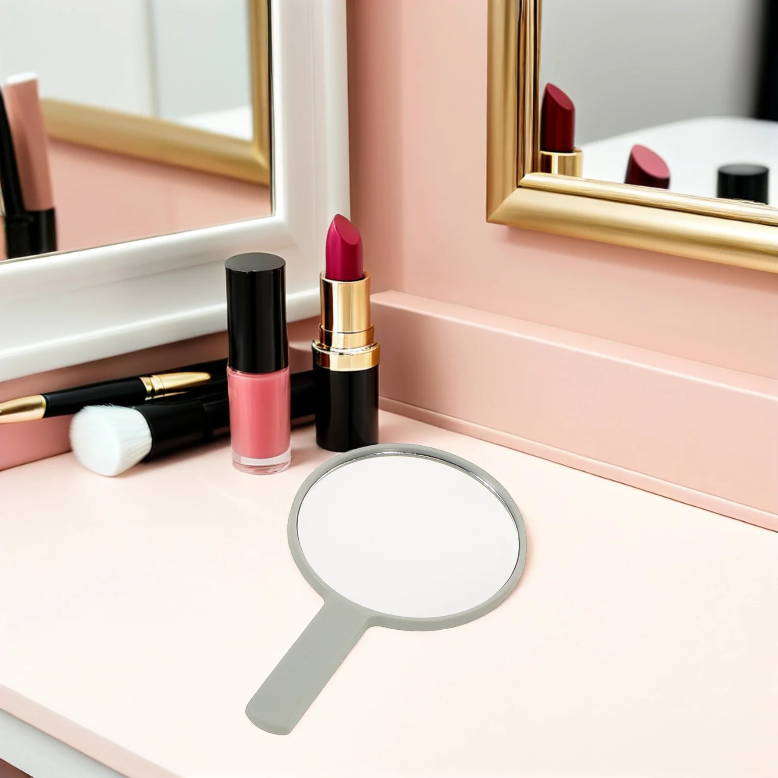 4Pcs Anti-Fog Makeup Mirror Compact Round Handheld Travel Mirror High-Definition Real Glass for Precise Makeup Application