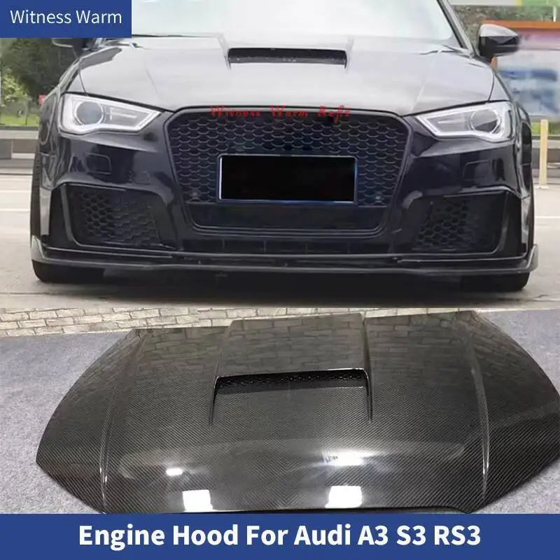 Capó de motor de fibra de carbono para Audi A3 S3 Rs3 2017-2019 capó de motor de fibra de carbono Real para Audi A3 cubierta de motor de fibra de carbono completa