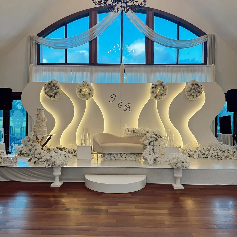 

FSDKX New Design Hot Sale Popular LED Backdrop White PVC Wedding Arch for Weddings Party