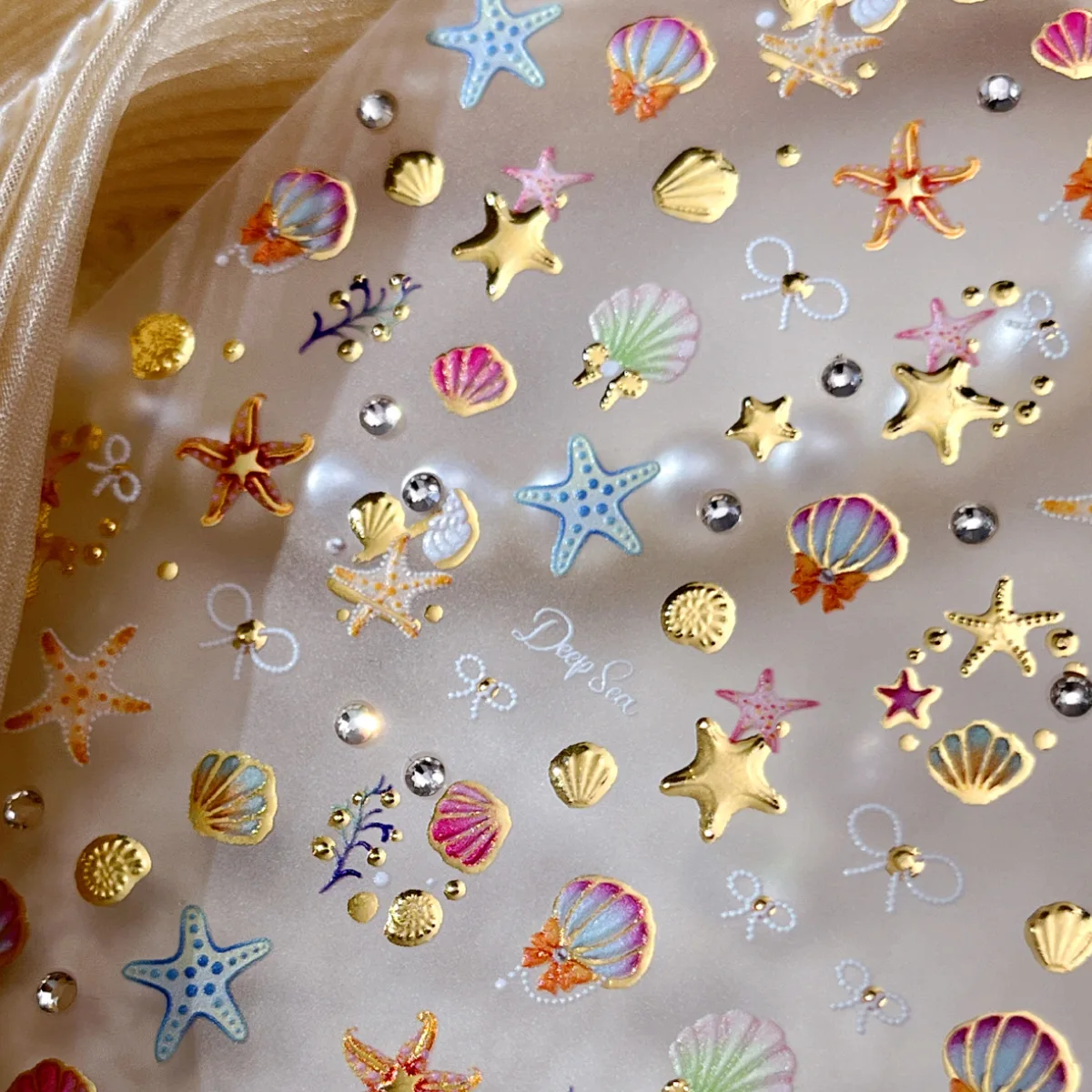 3D Summer Beach Ocean Nail Art Stickers Luxury Gold Shell Starfish Sticker For Nail Decoration Self Adhesive Manicure Decals DIY