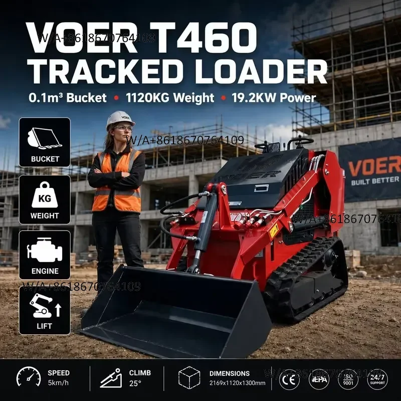Хит продаж: гусеничный мини-погрузчик VOER T460 с двойным насосом высокой производительности для точного инфраструктурного строительства, оптовый поставщик.