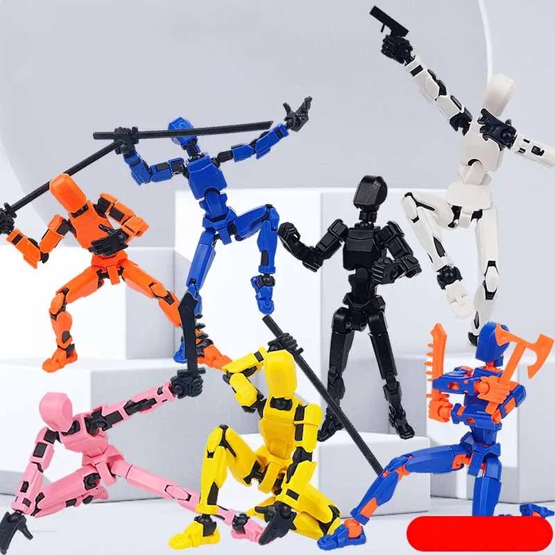 Kids Puzzle Toys Creative Assembling 13 Joints Lucky Robot Dolls Blocks 3D Printing Multi-joint Movable Stress Relieving Toys