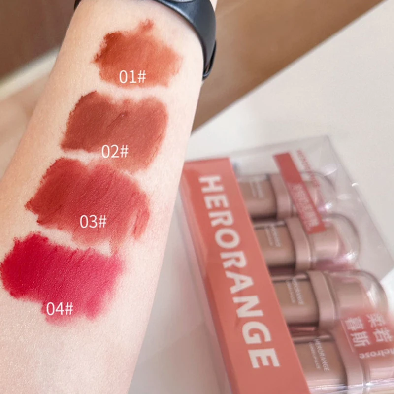 

HERORANGE Lip Gloss Matte Velvet Lipstick Long Lasting Tint Waterproof Red Orange Lips Makeup For Women Lip Glaze Cosmetics