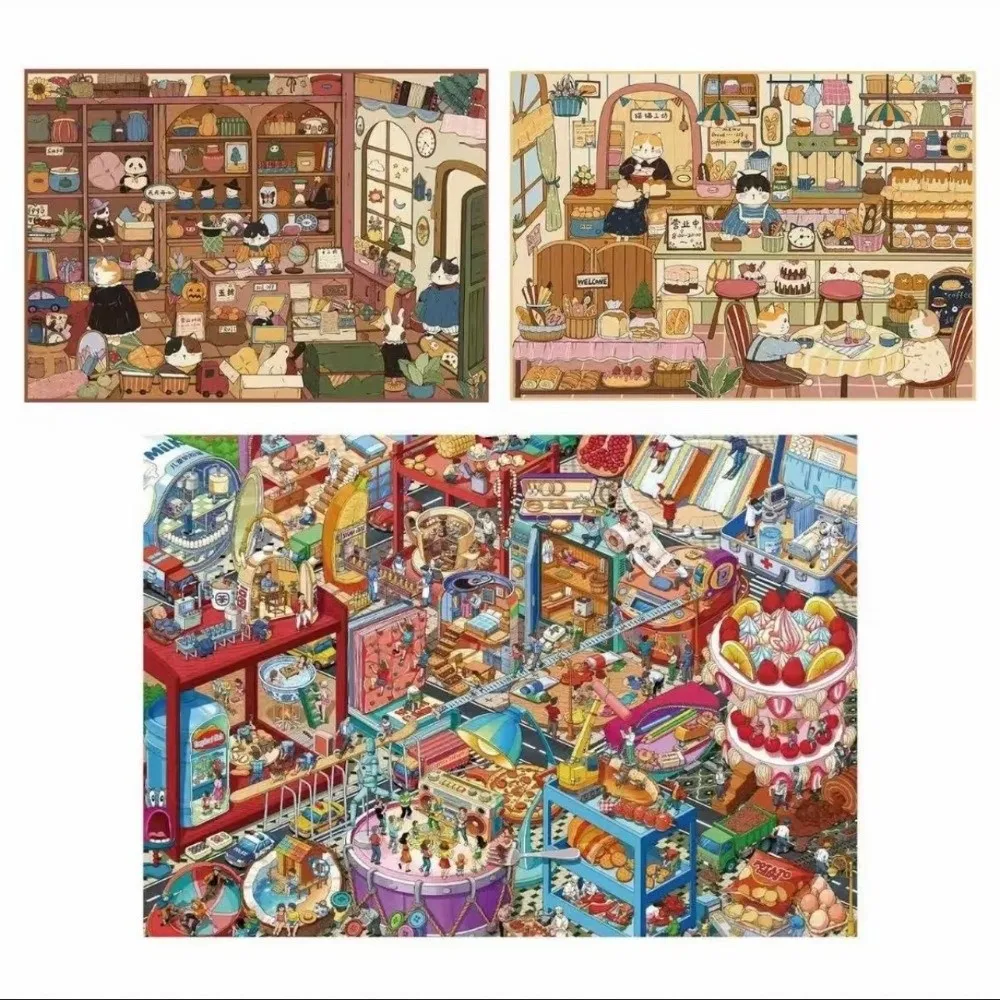 New 3D Mini Landscape Stickers Cats Cafe Self-Adhesive Mini Scene Sticker Large Size PET Stationery Stickers for Kid Adult