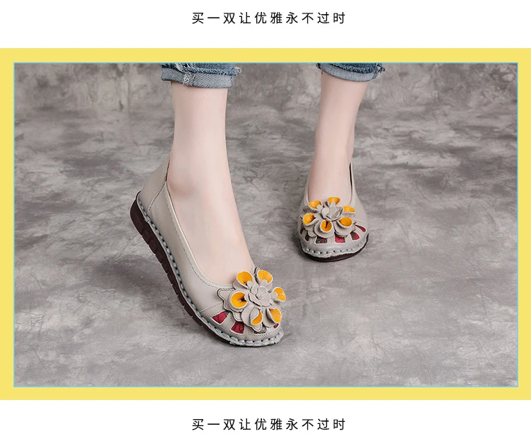 Neue handgefertigte Ballerinas mit Blumenmuster im Vintage-Stil, Damenschuhe aus echtem Leder, Mokassins, Slip-On-Loafer für Damen, weiche Luxus-Flats – Detail 33