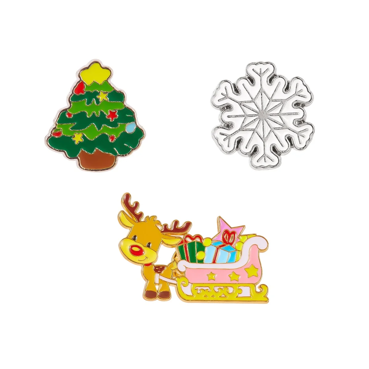 Christmas Brooches Set Enamel Reindeer Santa Snowman Wreath Gingerbread Snowflake Pins For Women Men Holiday Jewelry Party Gift