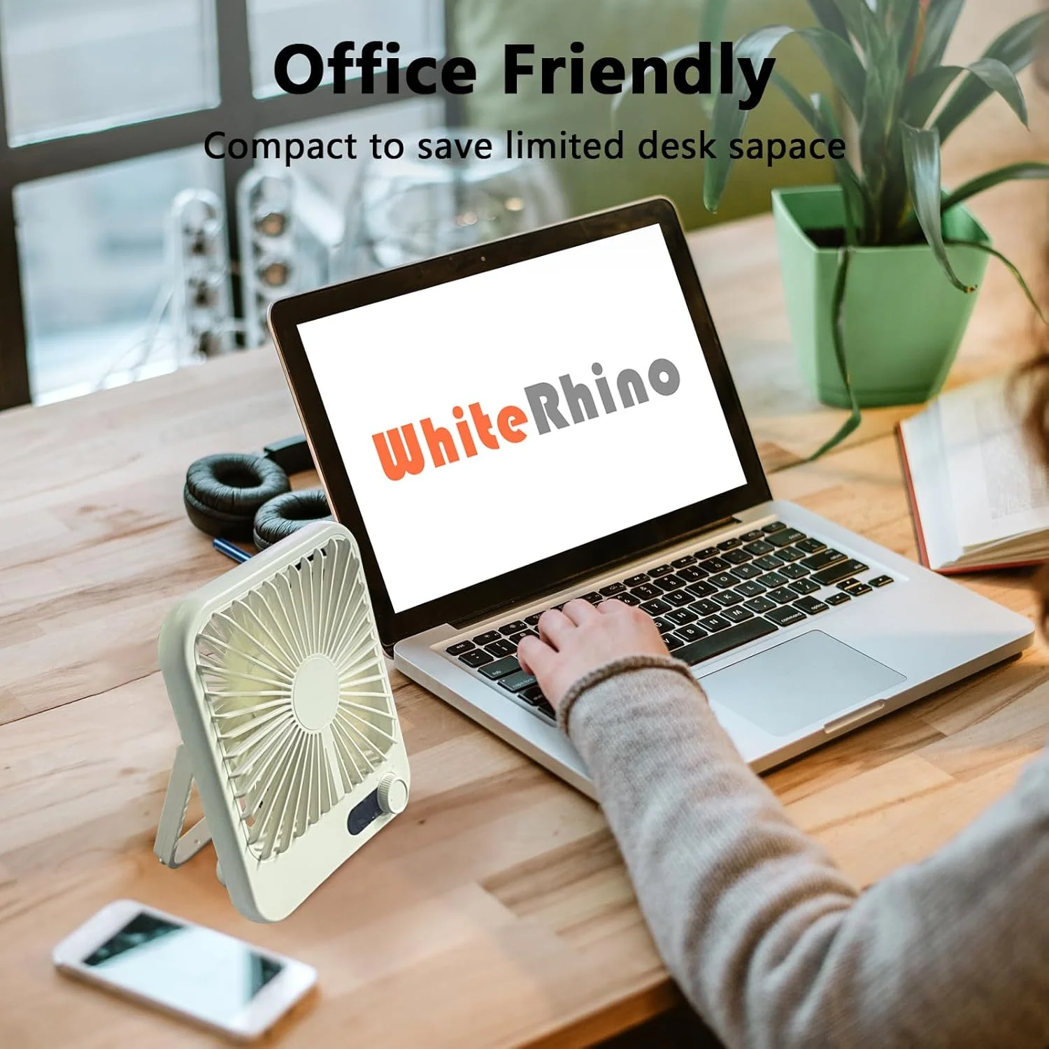 مروحة مكتب 2000 مللي أمبير قابلة لإعادة الشحن، مروحة USB محمولة لتدوير الهواء مع الروائح، 100 سرعة، 39 قدم، 180 °   إمالة، الترا كو