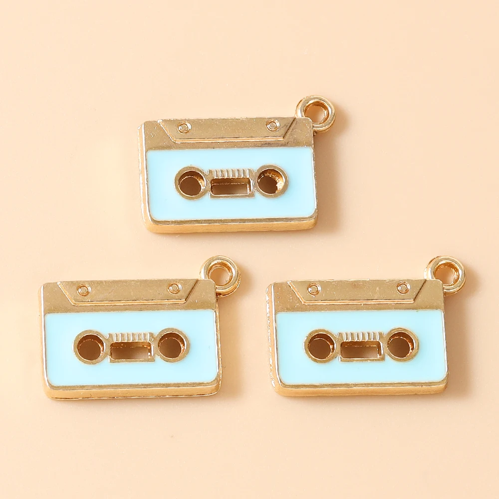 Leslie 10 Stück Emaille-Anhänger mit Motiven von Musik, Radio, Grammophon und Kassetten für die Schmuckherstellung, Anhänger, Halsketten, Ohrringe, DIY-Handarbeiten – Detail 27