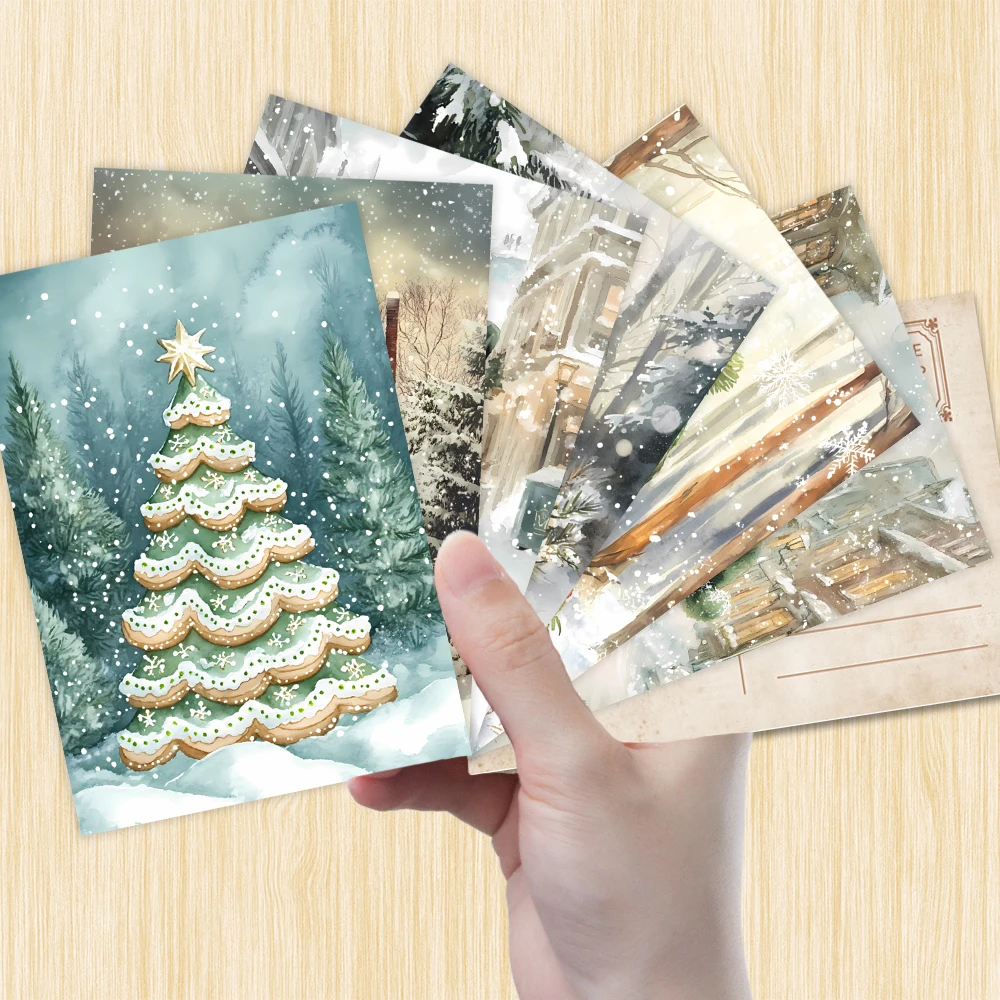 32 Stück, Vintage-Weihnachtspostkarte, grün, Geburtstags-/Jubiläumsgeschenk, Sammlerstück, geeignet zum Verschenken, kann verschickt werden. – Detail 2