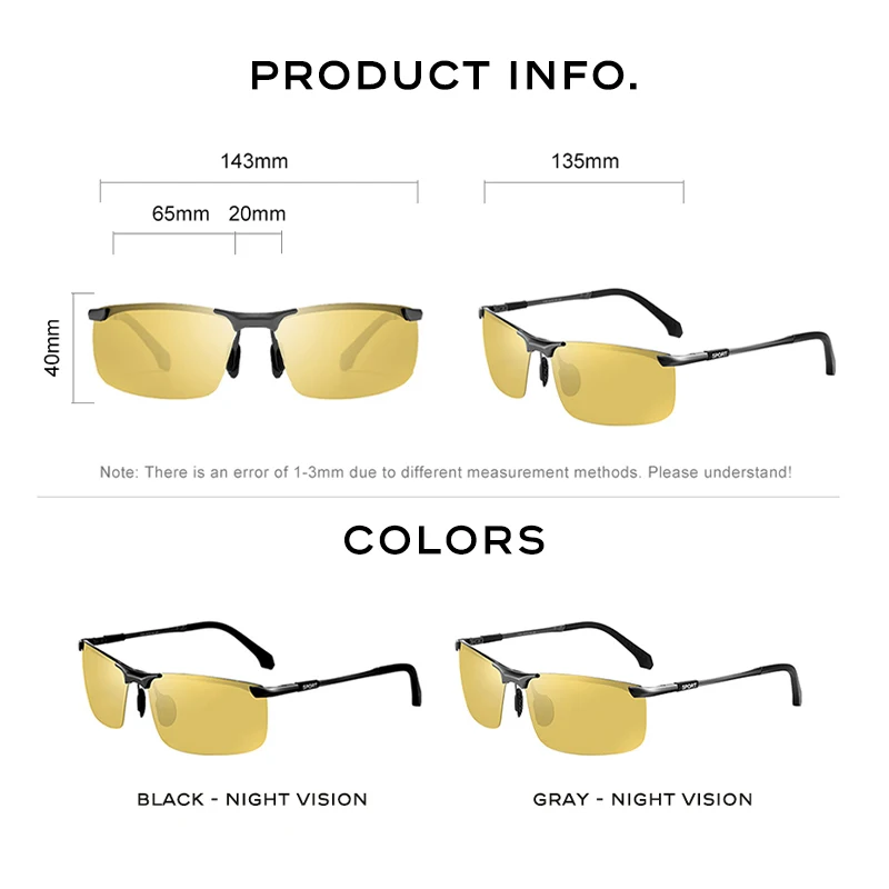 CAPONI Night Vision Sunglasses Polarized Photochromic Sun Glasses For Men Oculos Yellow Driving Glasses gafas de sol BSYS3066