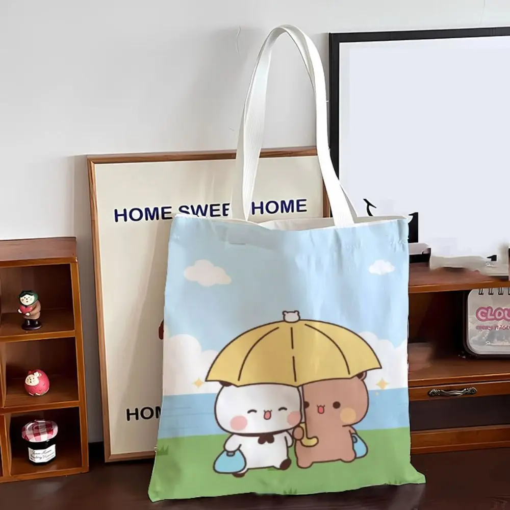 New Large Capacity Cute Tote Bag Bubu Dudu Panda Bear Portable Couple Handbag Class File Bag Niche Cartoon Canvas Bags