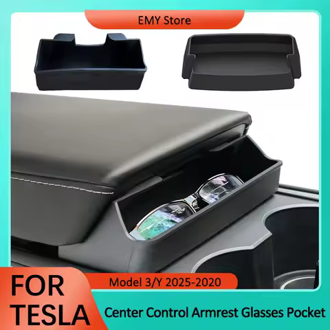 For Model 3 Highland Central Control Armrest Glasses Pocket 2025 Model Y Juniper Glasses Case Silicon Storage Box Accessories
