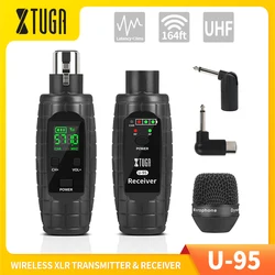 XTUGA UHF Professional Wired To Wireless Microphone Converter Micphone Wireless XLR Transmitter Receiver For Dynamic Microphone