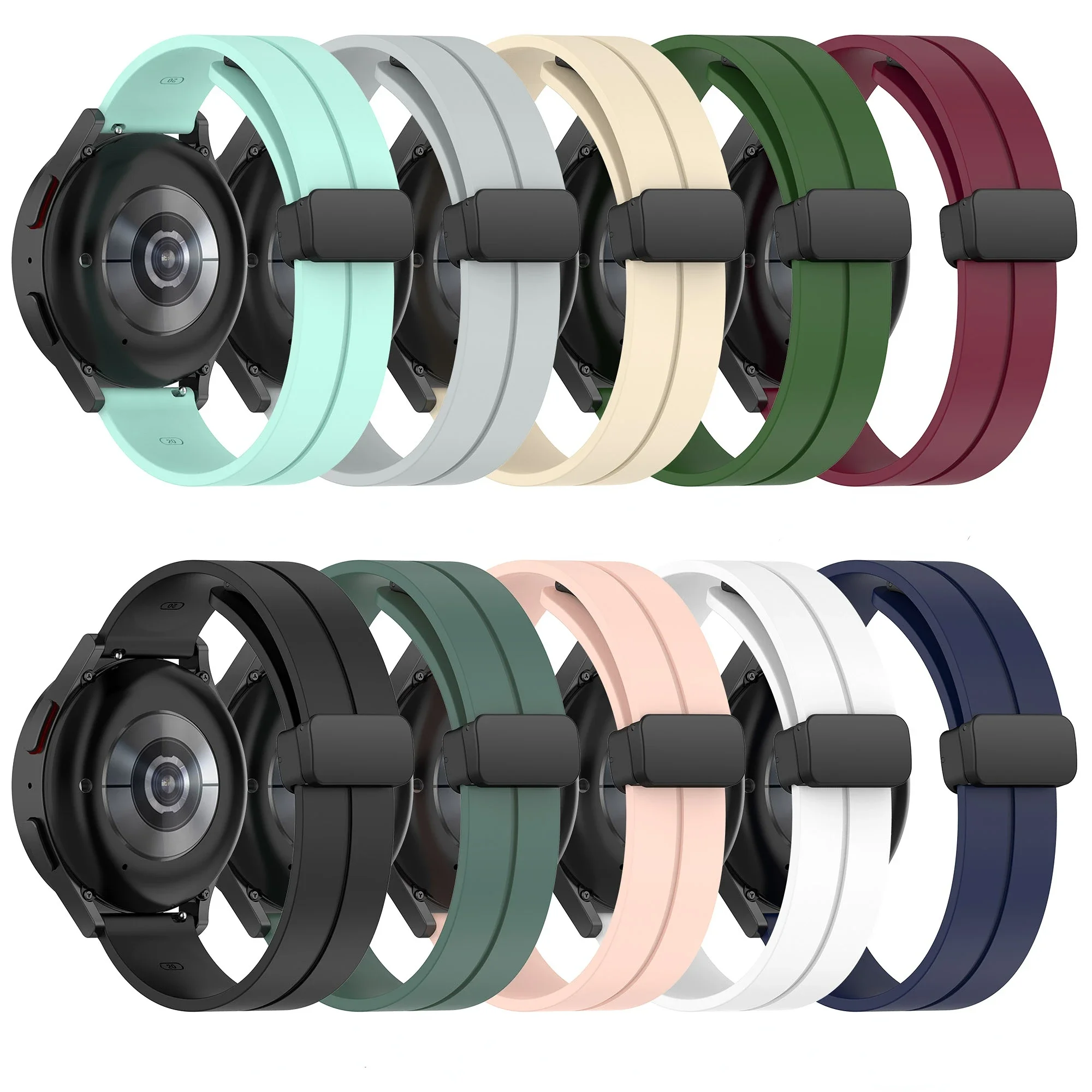 Correa de silicona suave de 22mm y 20mm para Samsung Galaxy Watch 7 6 5 4/Huawei Watch GT5-4-5 Pro, pulsera magnética de 46mm, Amazfit GTR/GTS 4