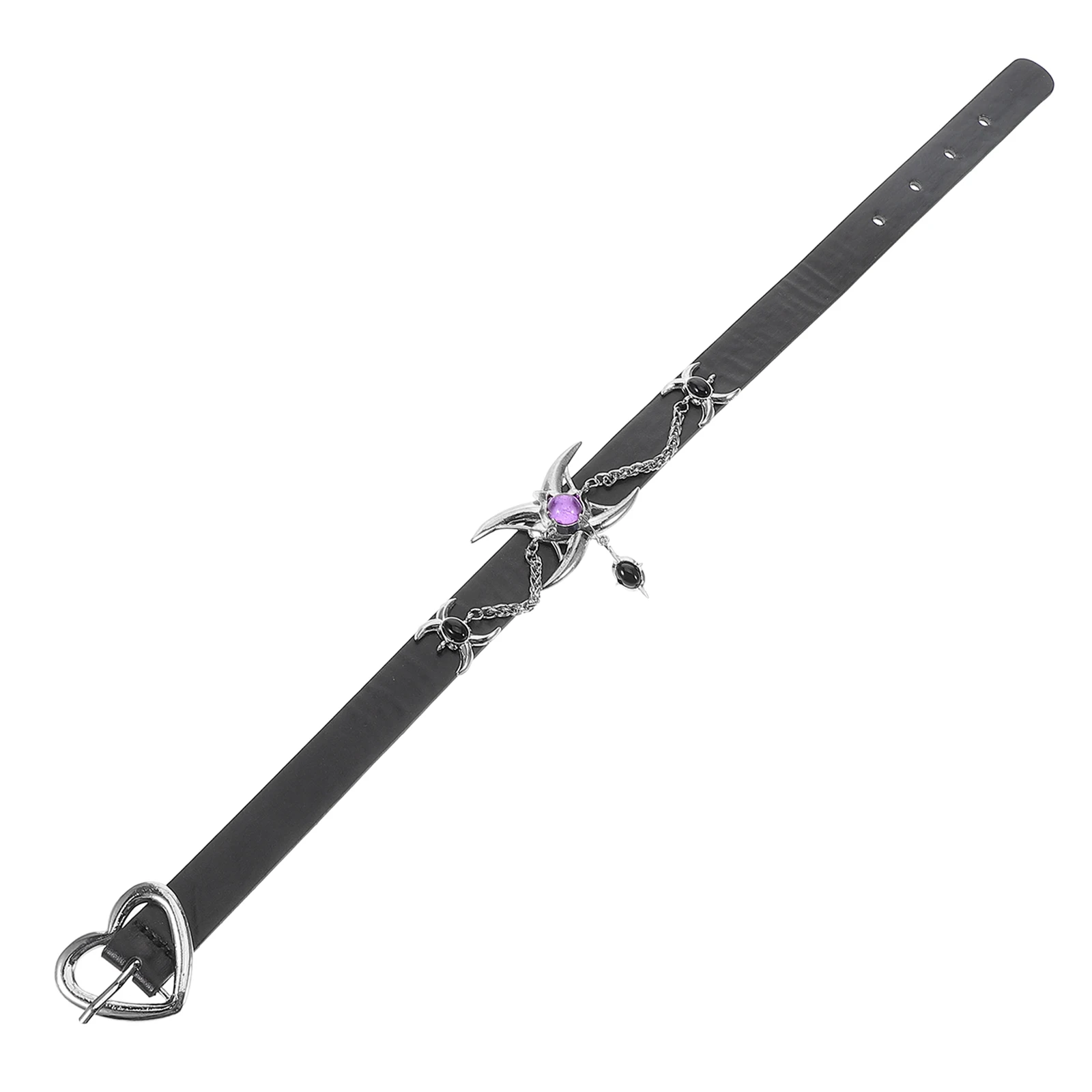 

Choker Necklaces Belt Collar Adjustable Chain Black Spooky Punk Gothic Women Necklace PU Party Stylish Pendant