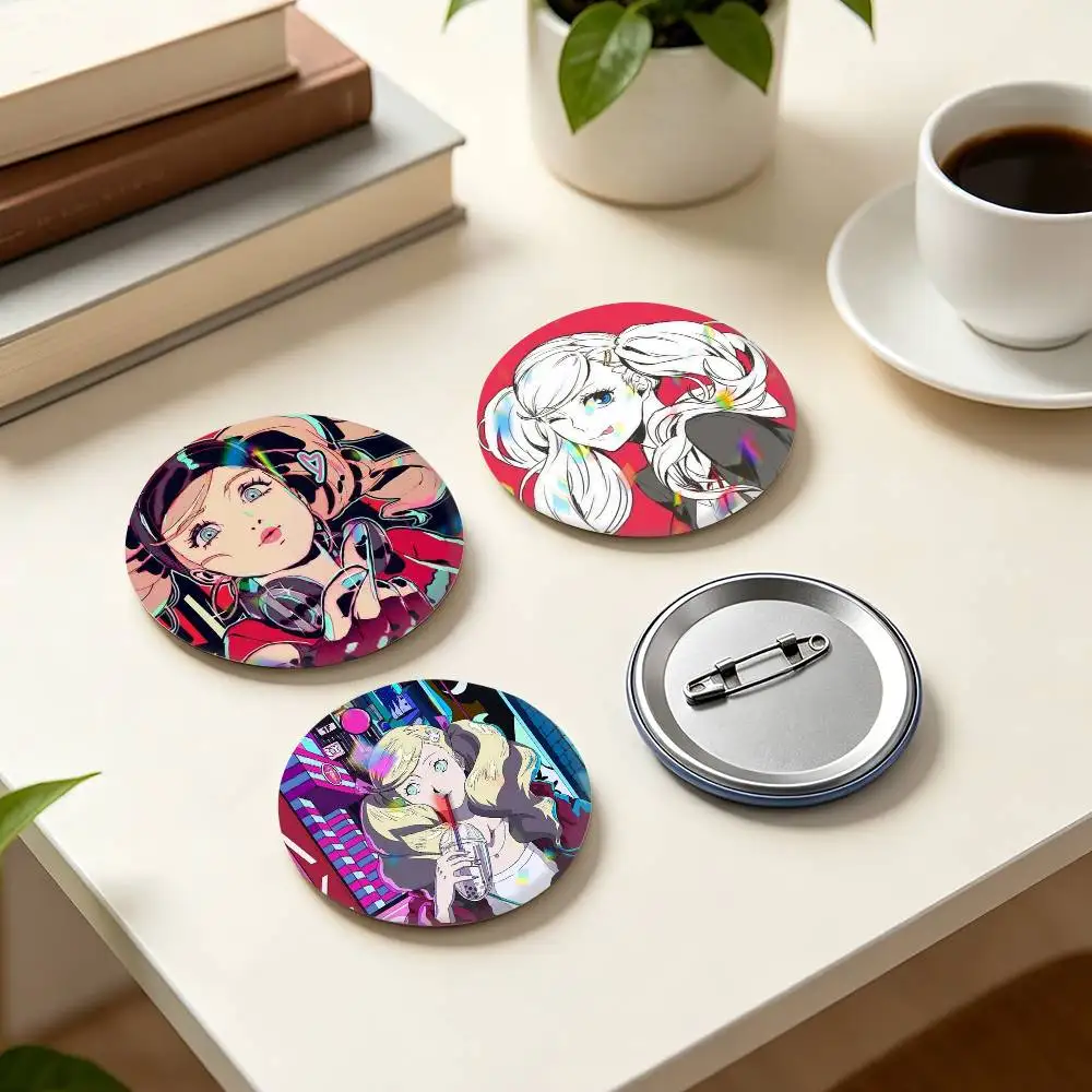 Anime P-Persona 5 Cool A-Ann T-Takamaki  25 32 44 58 75mm Badges Personalized Round Brooches Pins Accessory Gift