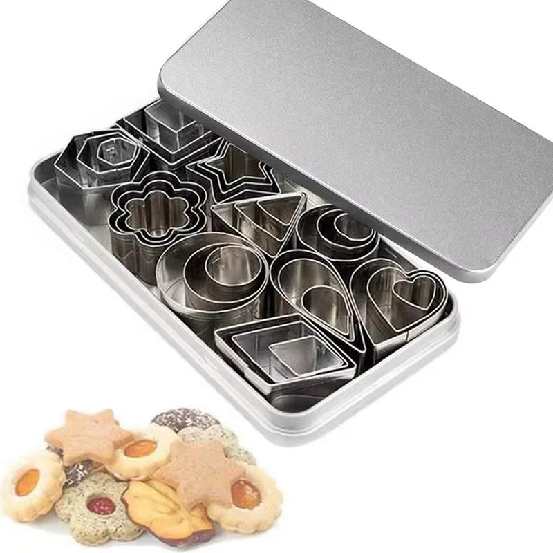 30 Stück/Box Edelstahl Zuckerplätzchen-Prägestempel Keksausstecher DIY Fondant Kuchenform Gebäckdekor Backzubehör – Detail 1