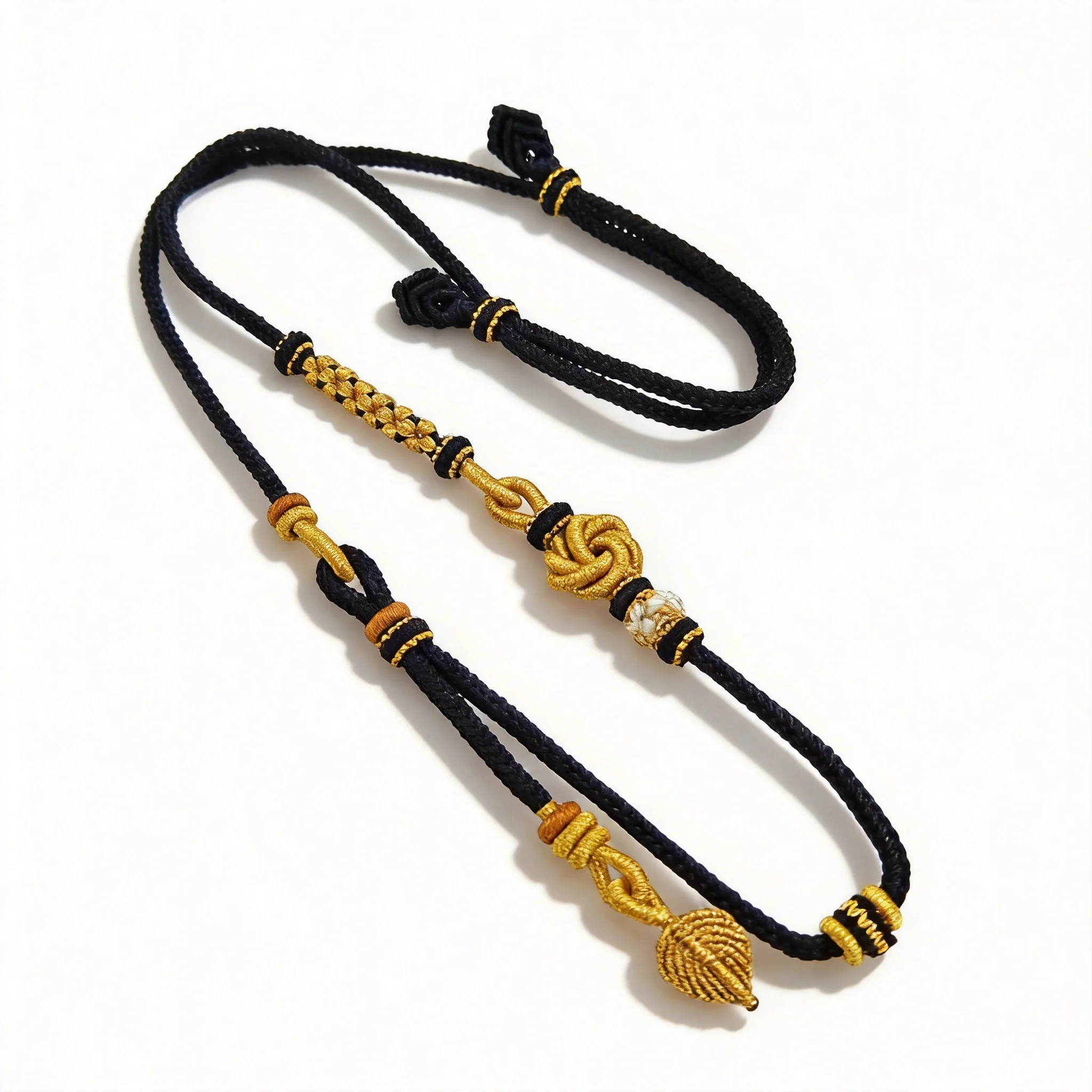 Chinese Style Lucky Handmade Braided Necklace Cord Adjustable Eight Strand Double Hanger Good Fortune Blessing Knot Pendant Rope