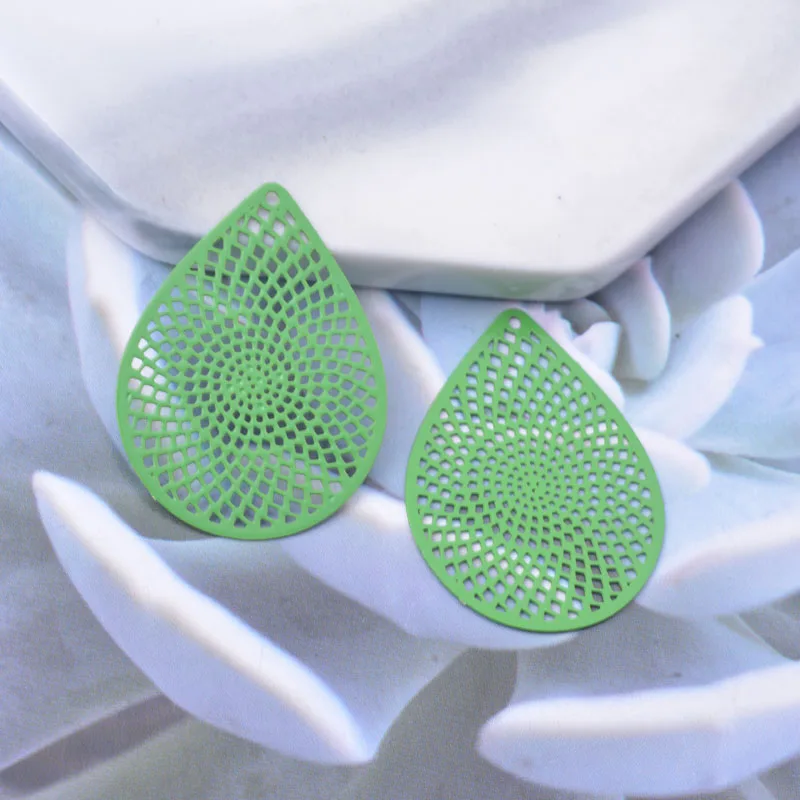 50pcs AB1631 10*32mm Brass Silver Color Green Water Drop Charms Pendant DIY Jewelry Earring Findings – Detail 11
