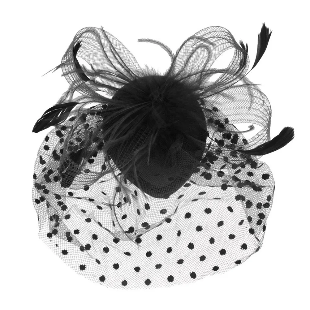 

Vintage Net Mesh Fascinator Hat Polka Dot Veil Hair Clip For Wedding Party Prom Bridal Lightweight Headwear