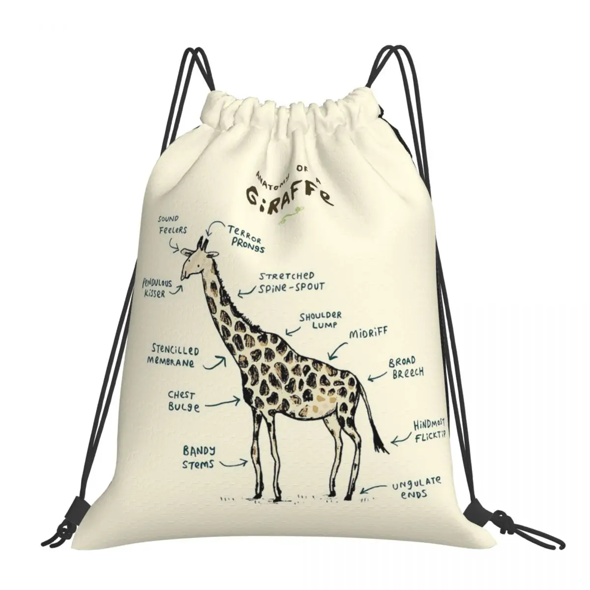 Anatomy Of A Giraffe Backpacks Fashion Portable Drawstring Bags Sundries Bag Book Bags For Travel School