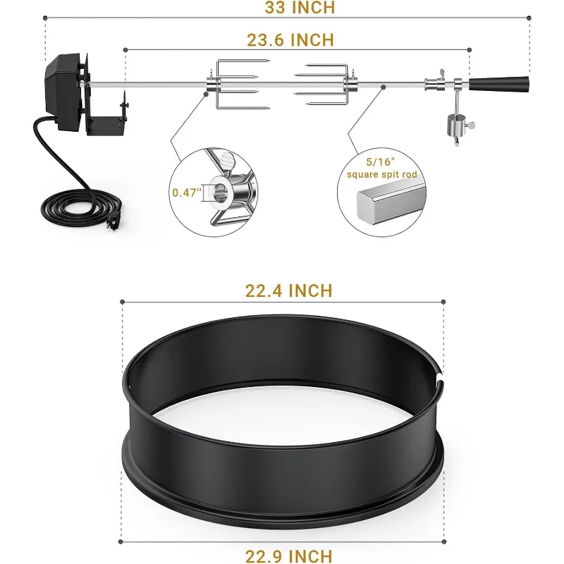 Rotisserie Ring Kit for Weber 22-1/2-Inch Charcoal Kettle Grill and Other Similar Models