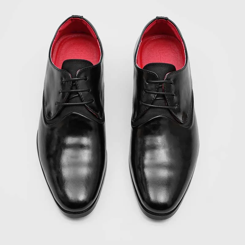 High end men's mirrored Oxford shoes with red lining for business, formal, commuting, weddings, banquets, and trendy shoes