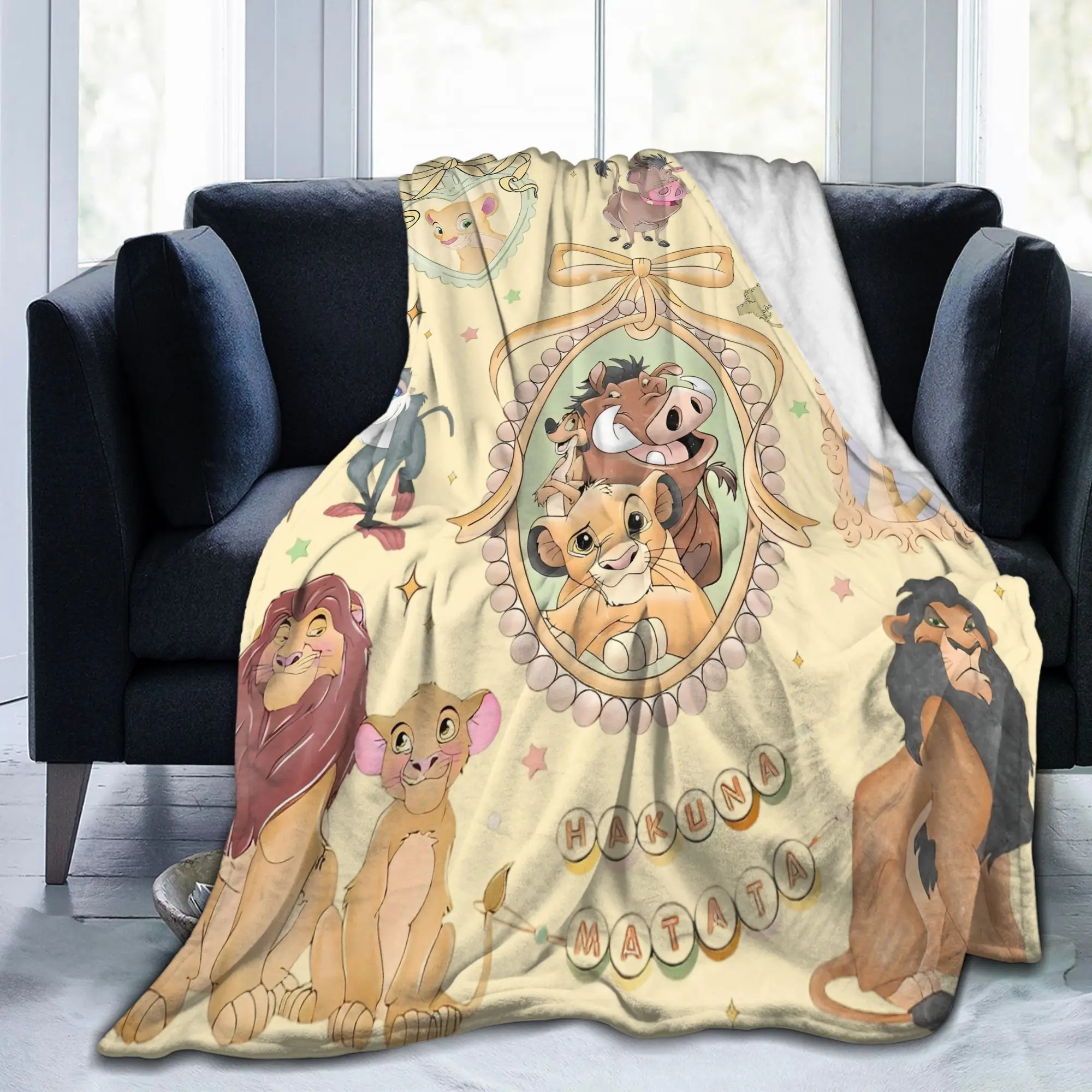 الرجعية الانحناء هاكونا ماتاتا الأسد الملك سيمبا بطانية الفانيلا سوبر لينة رمي البطانيات لسيارة أريكة الأريكة السرير البساط