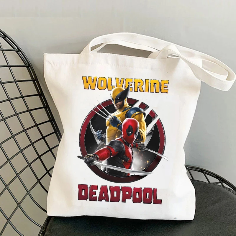 New Deadpool and Wolverine Canvas Bag Cartoon Anime Printed Shoulder Bags Cute Children\'s Handbag Large-capacity Shopping Bags