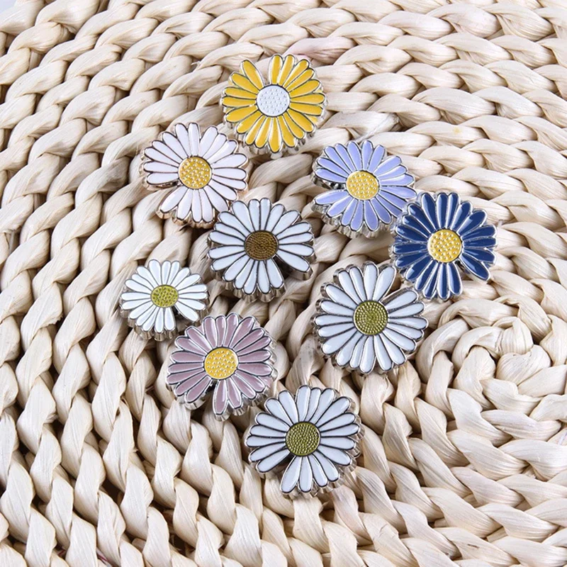 25mm Small Daisy-Shaped Buttons Sun Flower Buttons Resin Metarl Button For Clothing Coat Sweater Accessories DIY