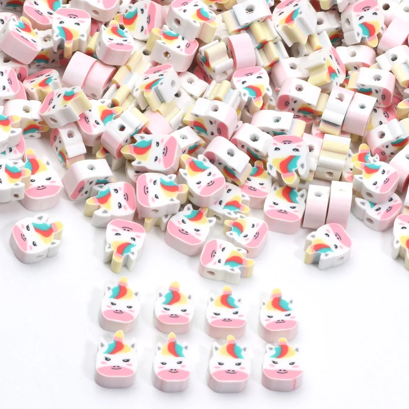 8x11mm Unicorn Head Soft Ceramic Fashion DIY Hand Chain Necklace Keychain Decorative Beads