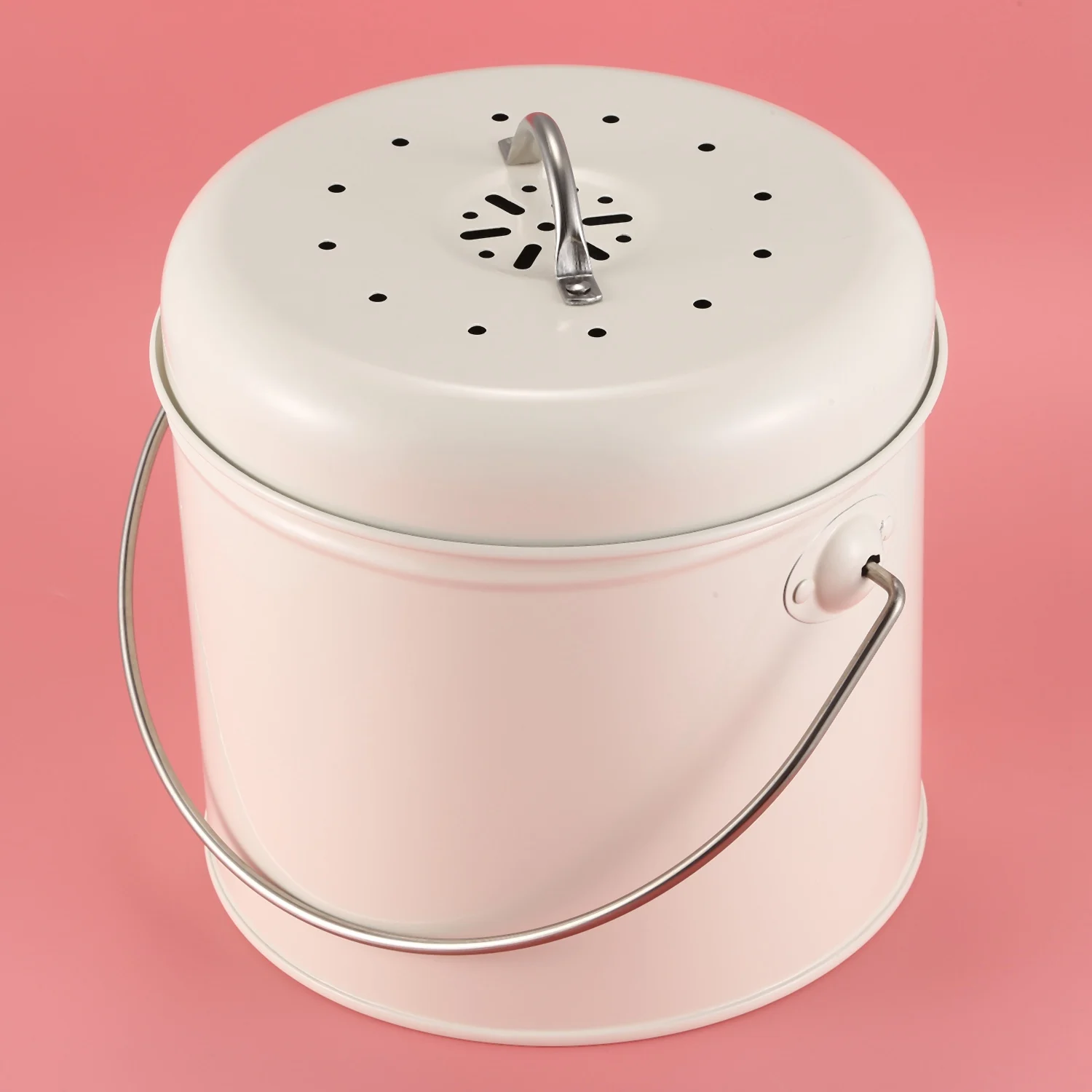 L! DT147^Compost Bin 3L - Stainless Steel Kitchen Compost Bin - Kitchen Composter for Food Waste - Coal Filter