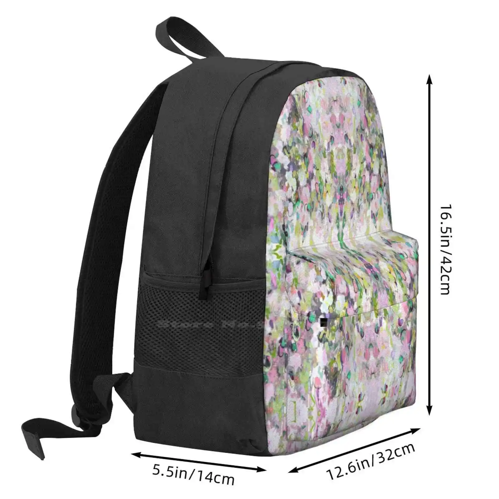 Pink And Green Abstract Art Hot Sale Backpack Fashion Bags Pink Green Art Abstract Pattern Colourful Abstract Modern Art Green