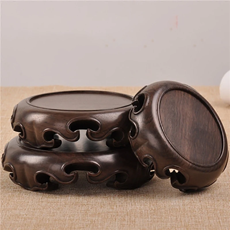 Wooden Pedestal Display Stand, Ebony Wood Carving, Handicraft, Decorative Base for Craft Tea Set, Teapot Plants, Ornaments Dis