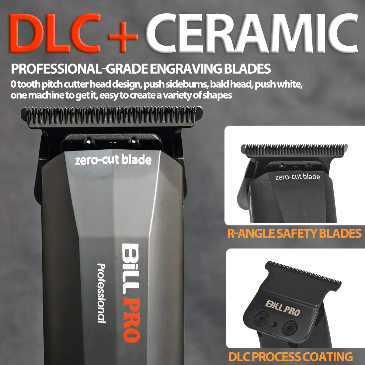 BiLL PRO BL931 7500RPM DLC CERAMIC Blade Professional Hair trimmer OilHead Engraving Barbershop Men's Zero-Cut Blade