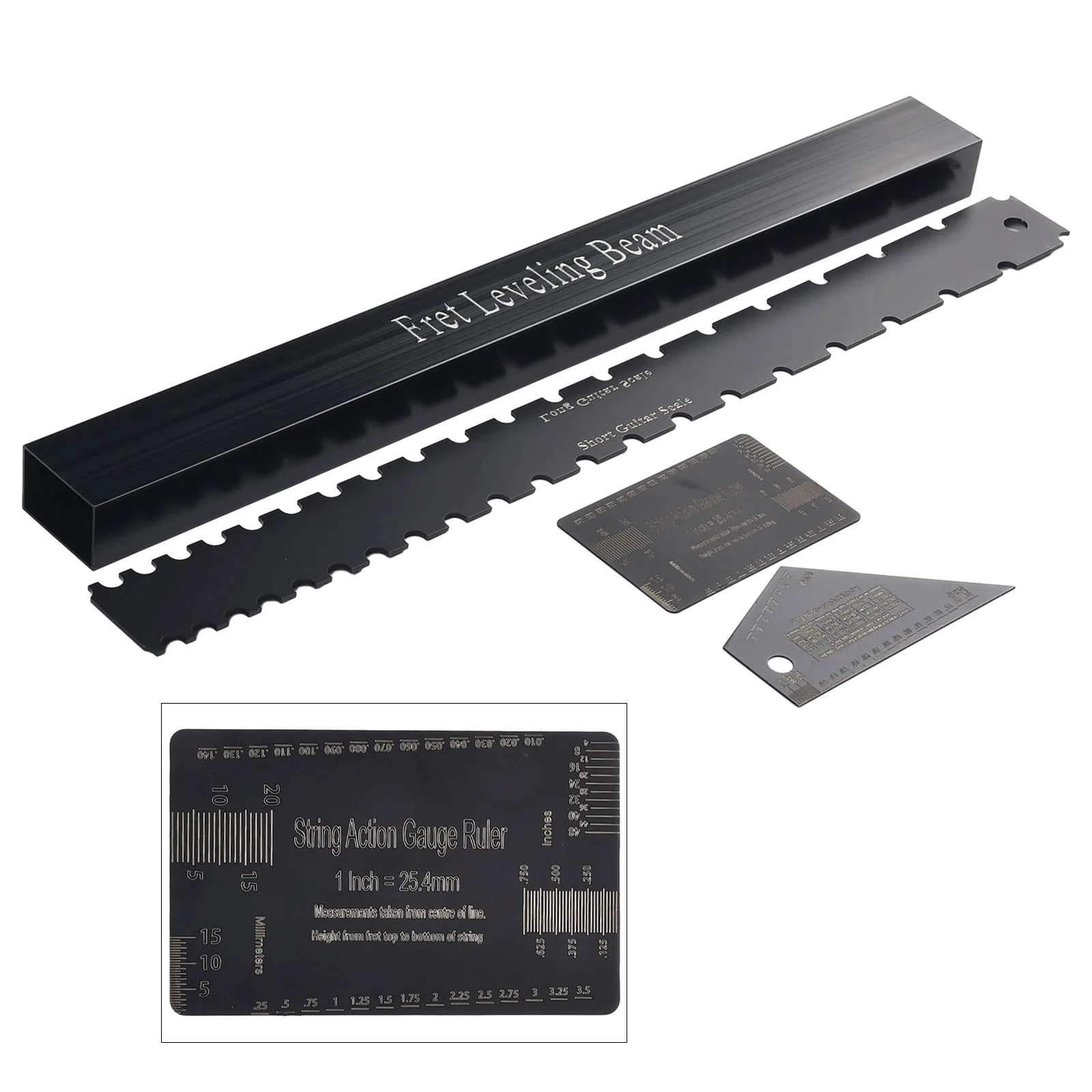 Guitar Luthier Tools Set 4PCS Luthier Tools Guitar Neck Straight Edge for fret Leveling Beam Ruler Kit Set Guitar Parts For