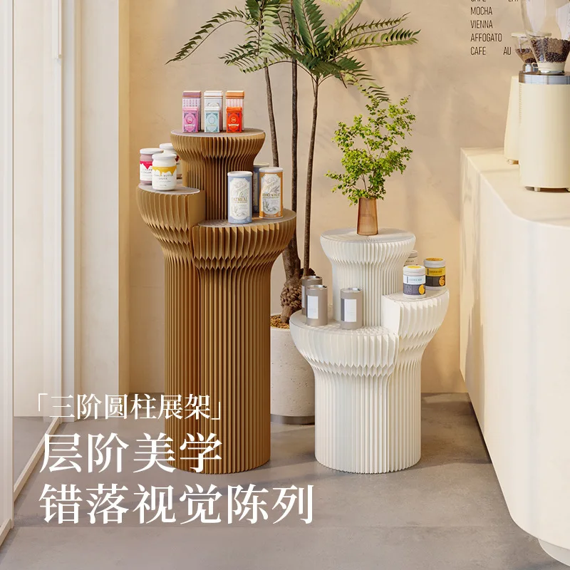 Eighteen-paper commercial three-step cylindrical display rack, beauty salon sample display, display stand, supermarket product